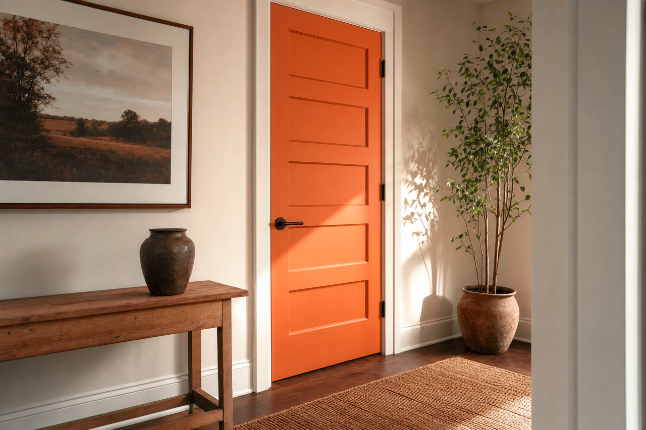 Husky Orange by Sherwin-Williams on interior-doors