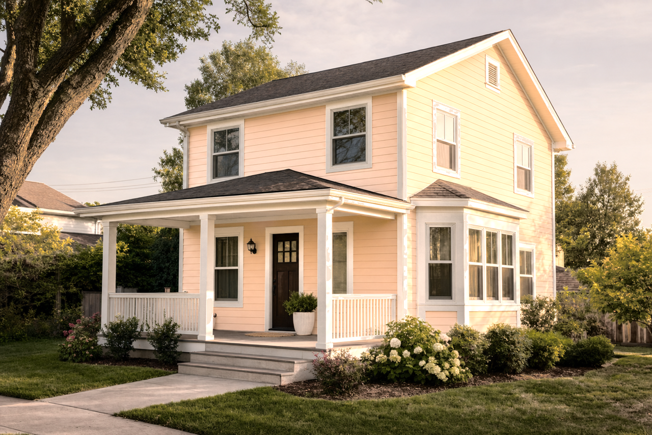 Flattering Peach by Sherwin-Williams on exterior