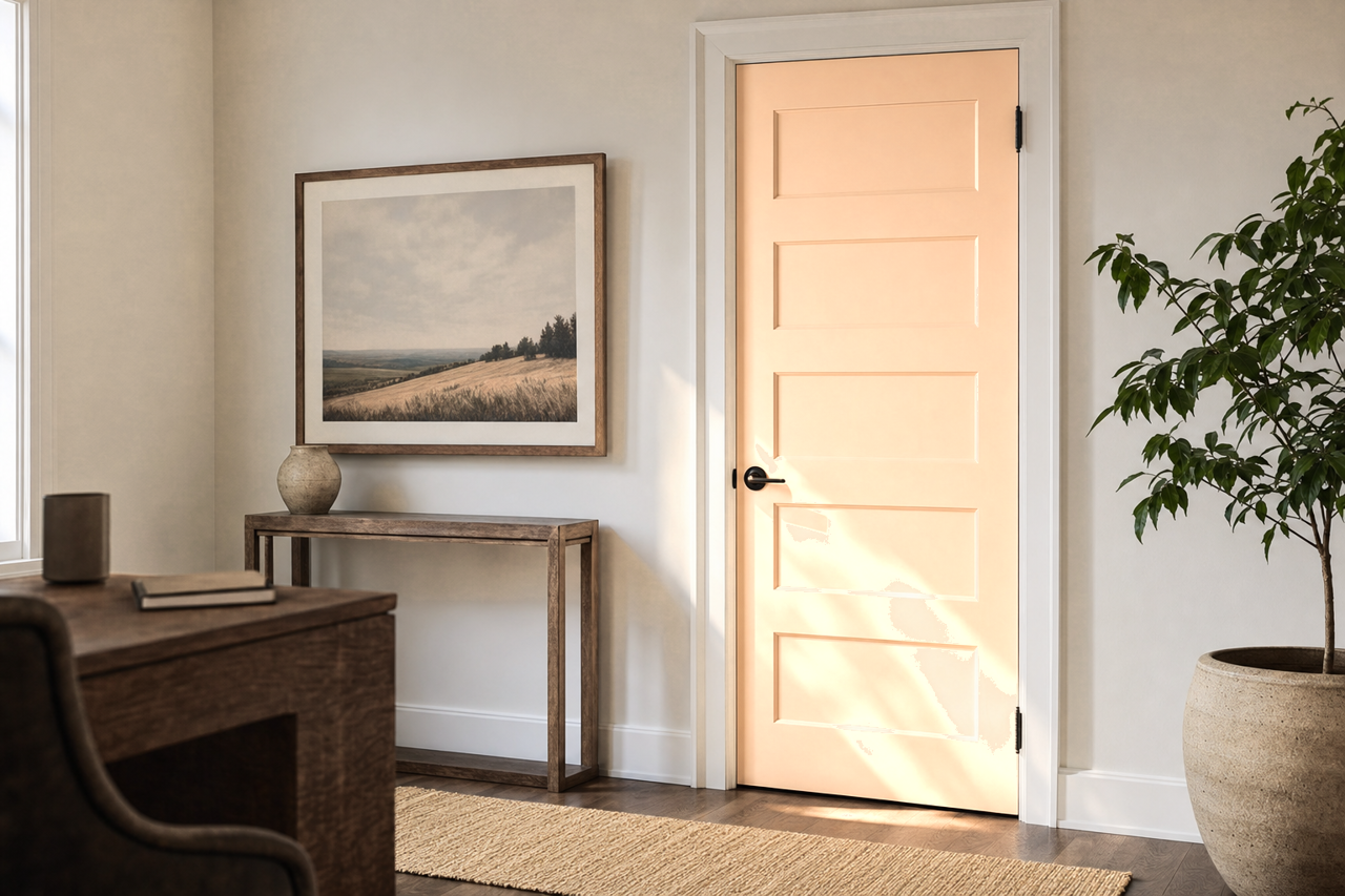 Flattering Peach by Sherwin-Williams on interior-doors