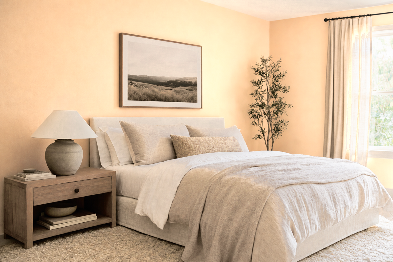 Flattering Peach by Sherwin-Williams on interiors