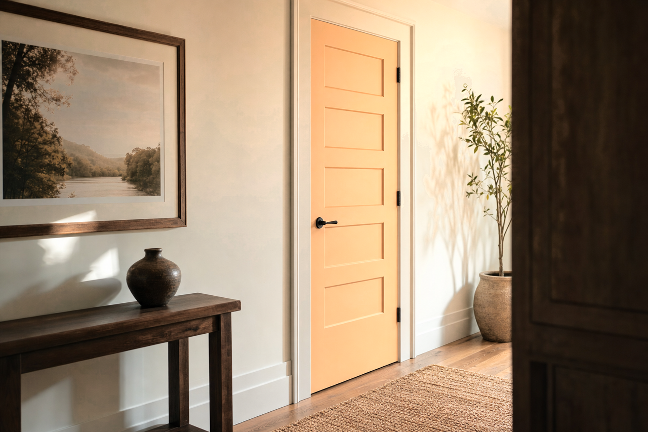 Avid Apricot by Sherwin-Williams on interior-doors