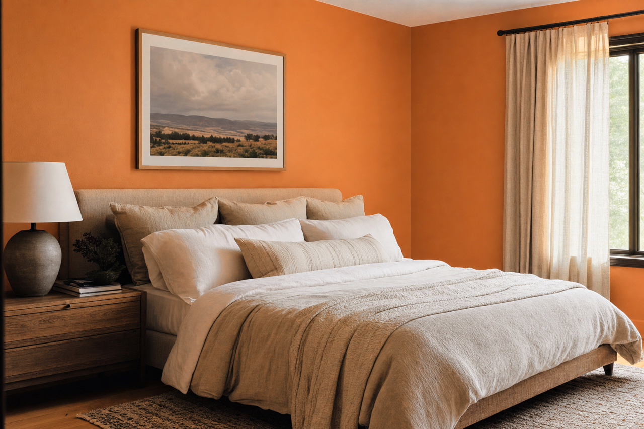 Rhumba Orange by Sherwin-Williams on interiors