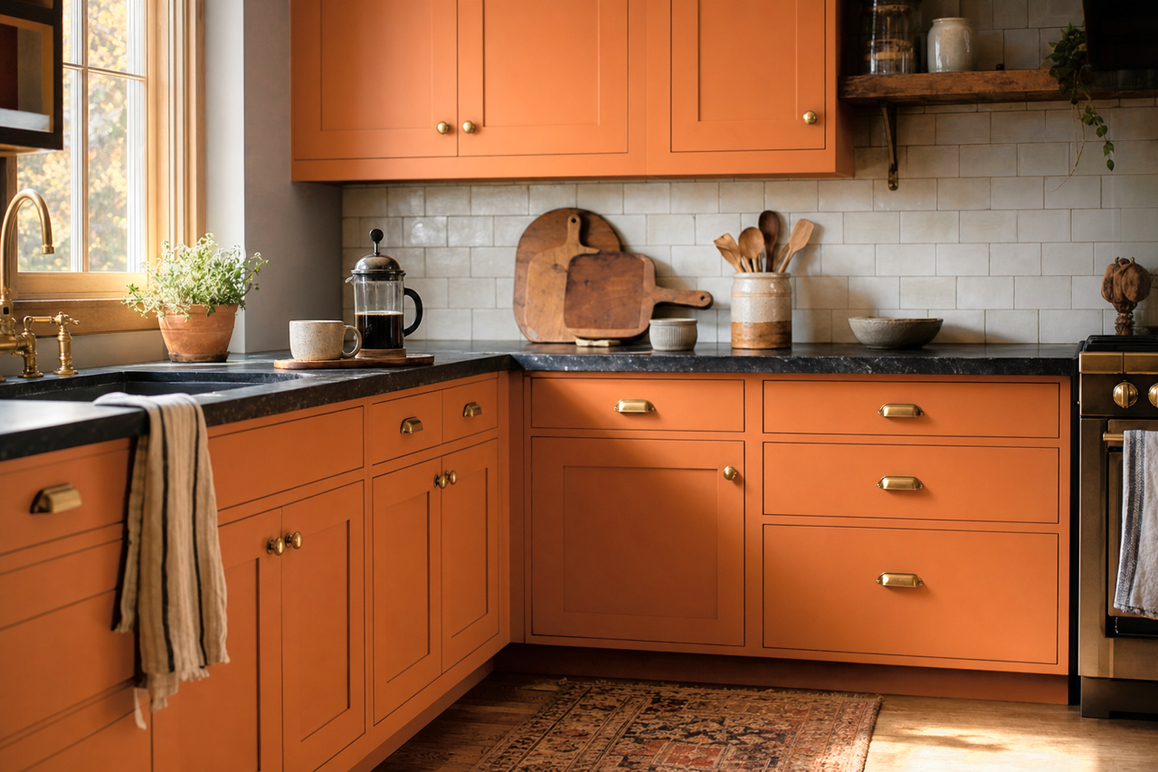 Yam by Sherwin-Williams on cabinets