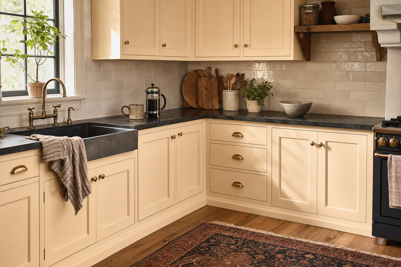 Champagne by Sherwin-Williams on cabinets