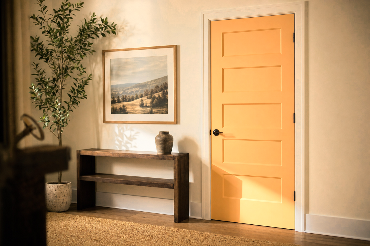 Surprise Amber by Sherwin-Williams on interior-doors