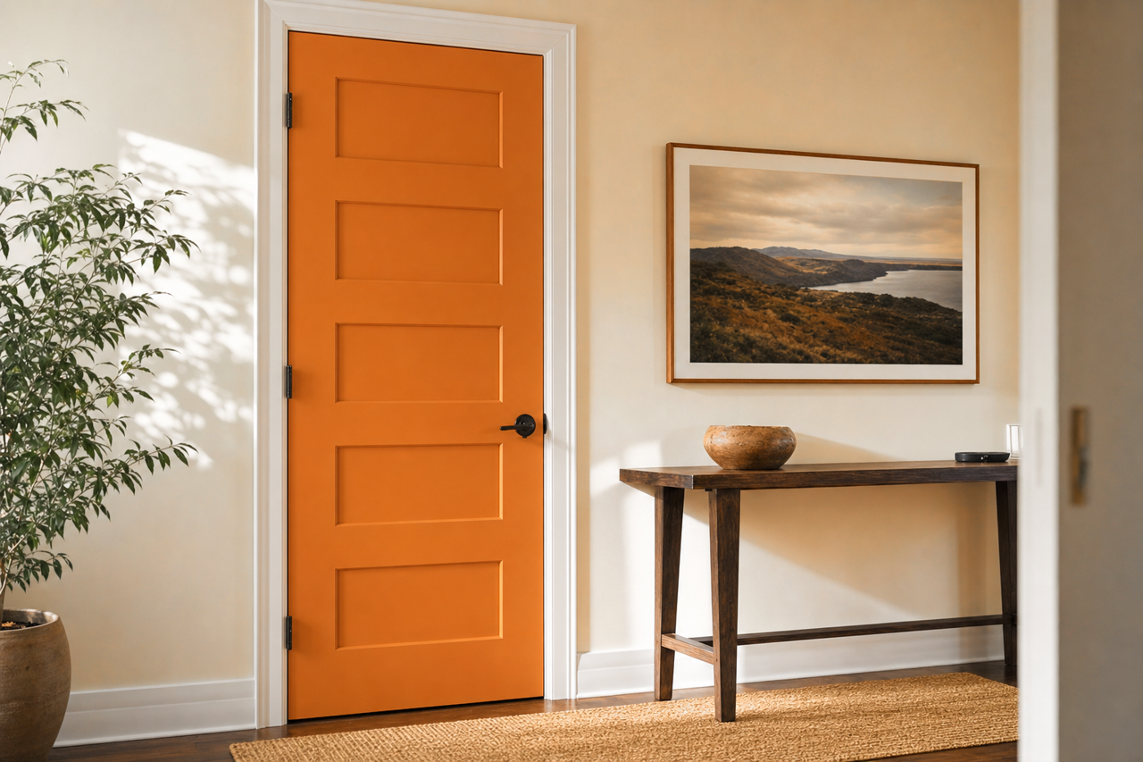 Amber Wave by Sherwin-Williams on interior-doors