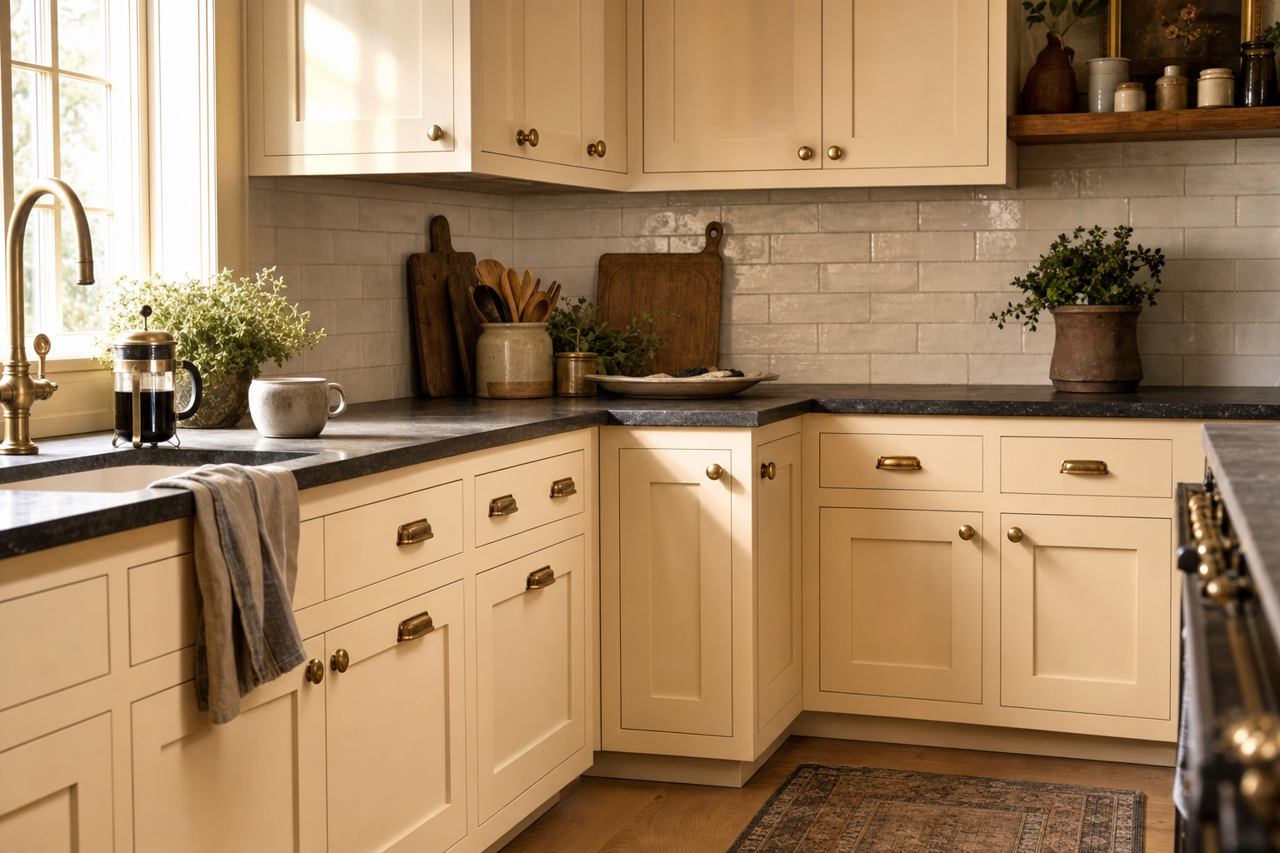 Welcome White by Sherwin-Williams on cabinets