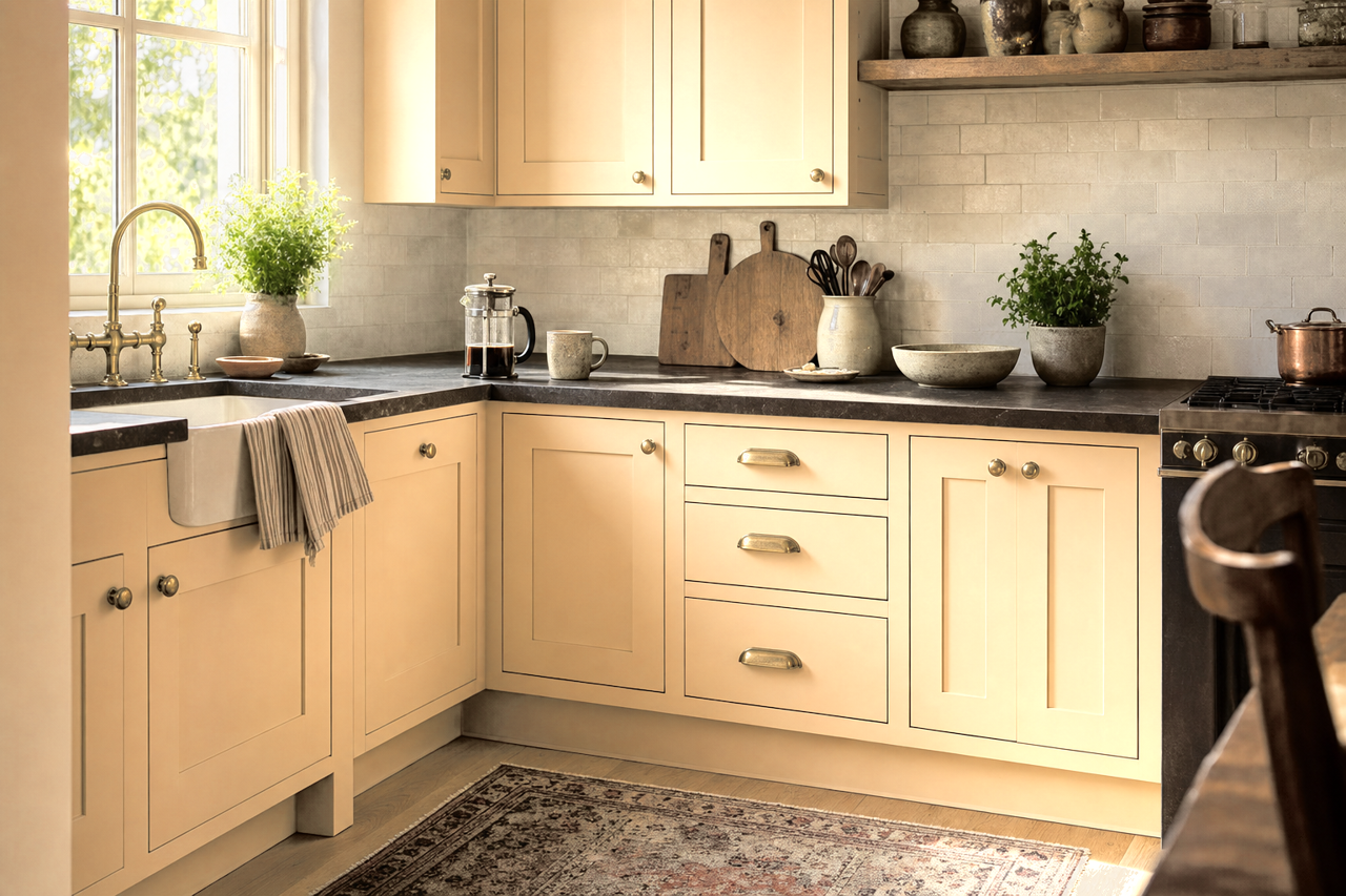 Captivating Cream by Sherwin-Williams on cabinets