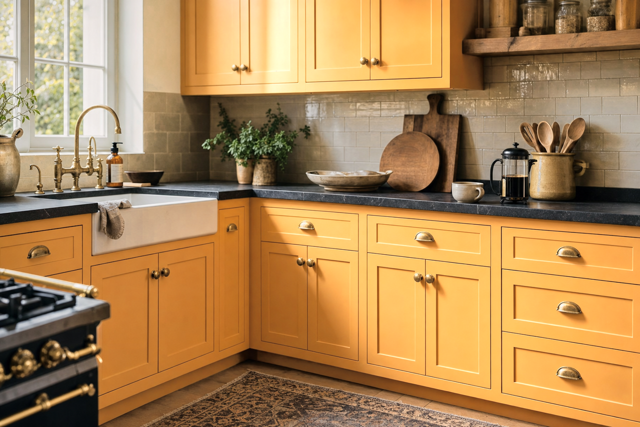 Summer Day by Sherwin-Williams on cabinets