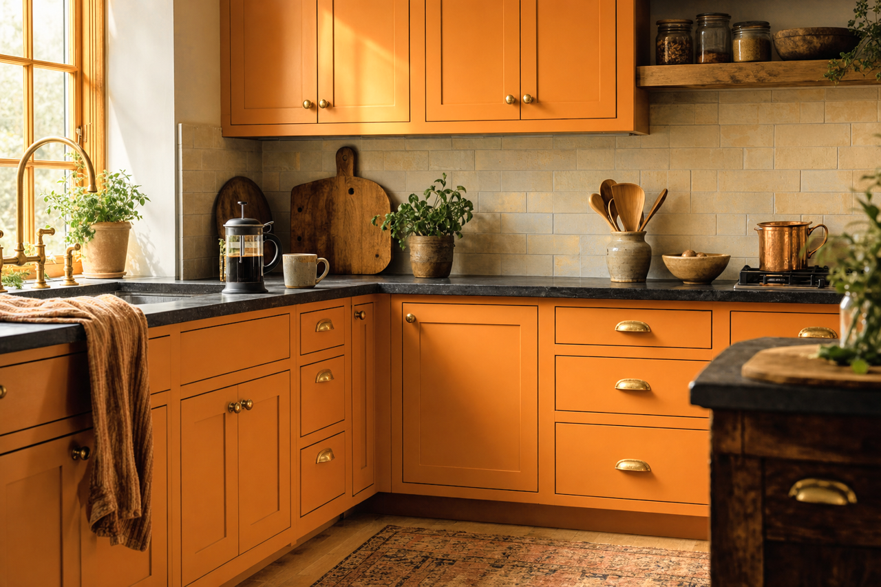 Marigold by Sherwin-Williams on cabinets