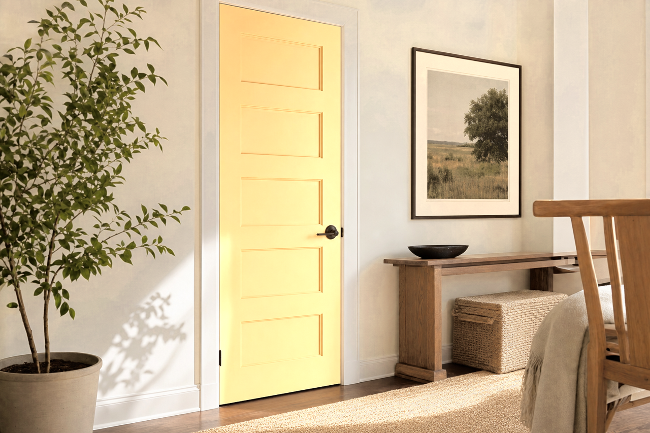 Enjoyable Yellow by Sherwin-Williams on interior-doors
