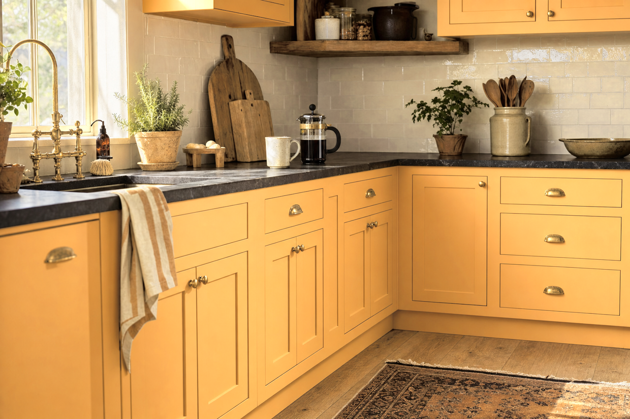 Sunrise by Sherwin-Williams on cabinets