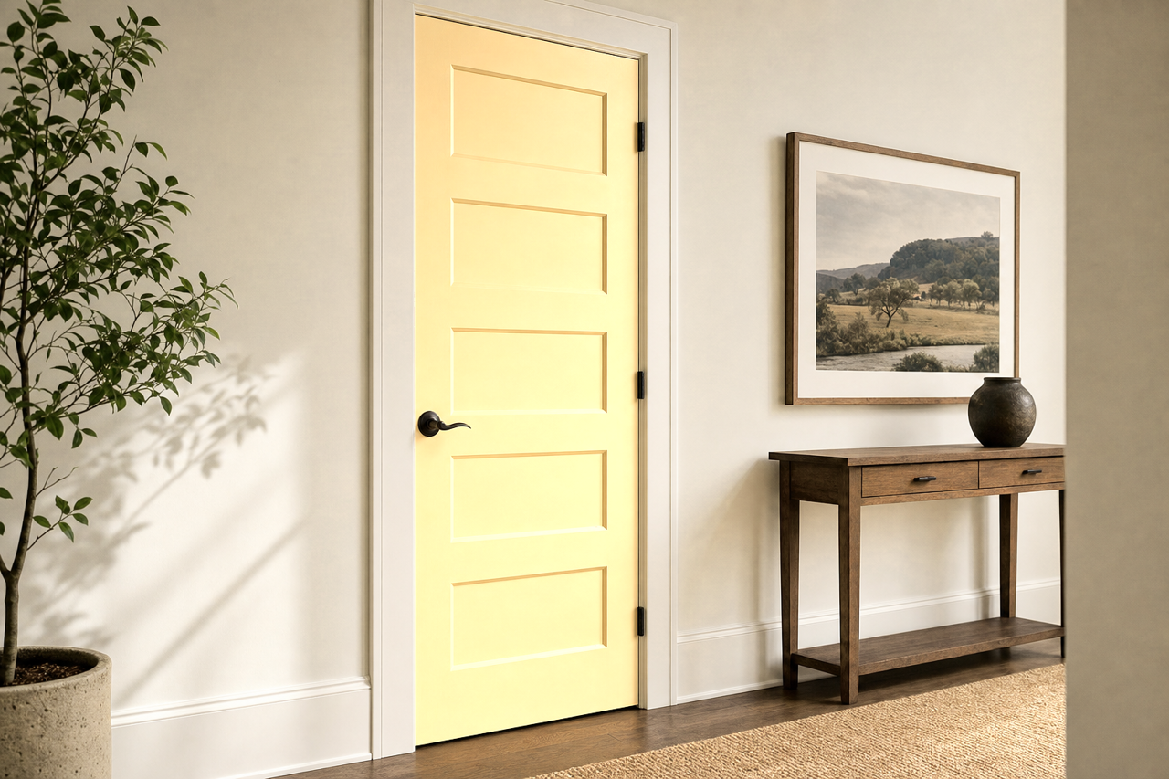 Banana Cream by Sherwin-Williams on interior-doors