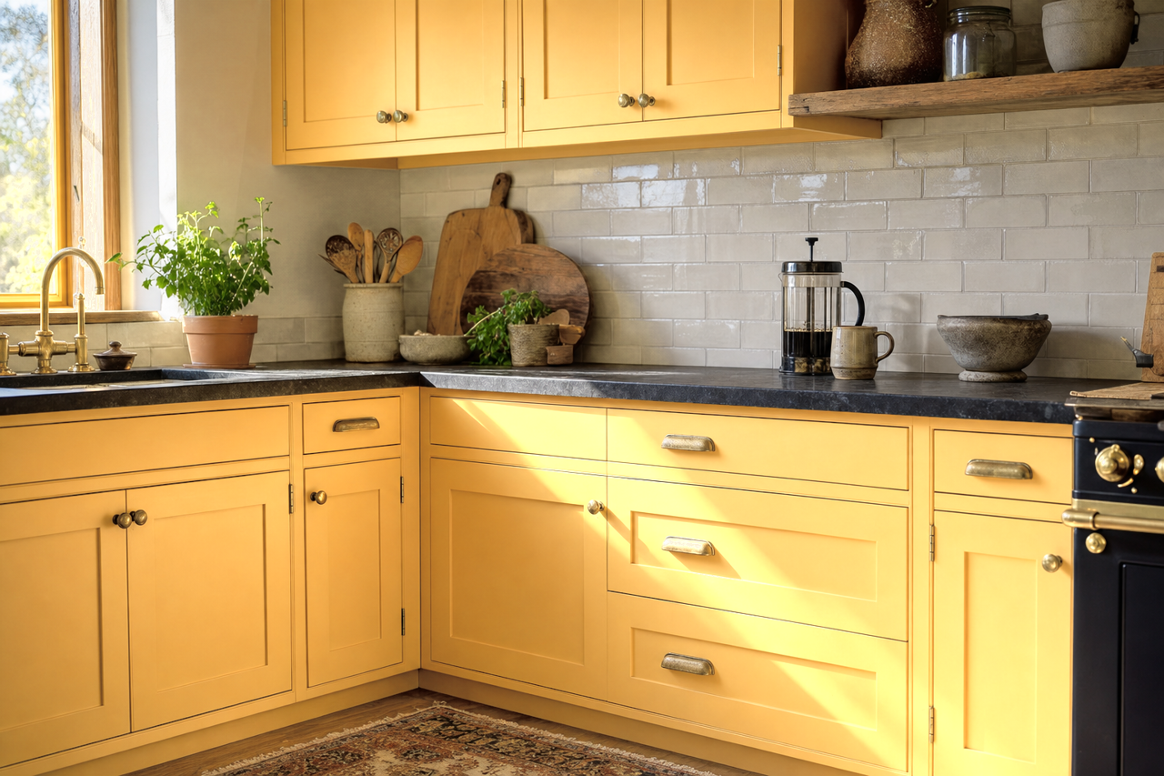 Afternoon by Sherwin-Williams on cabinets