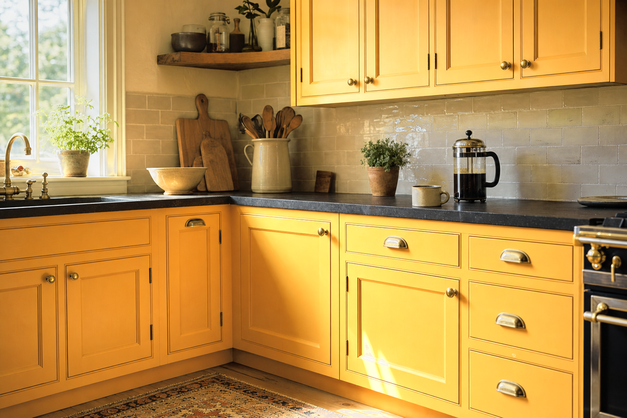 Butterfield by Sherwin-Williams on cabinets