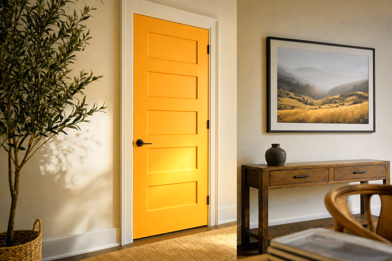 Goldenrod by Sherwin-Williams on interior-doors