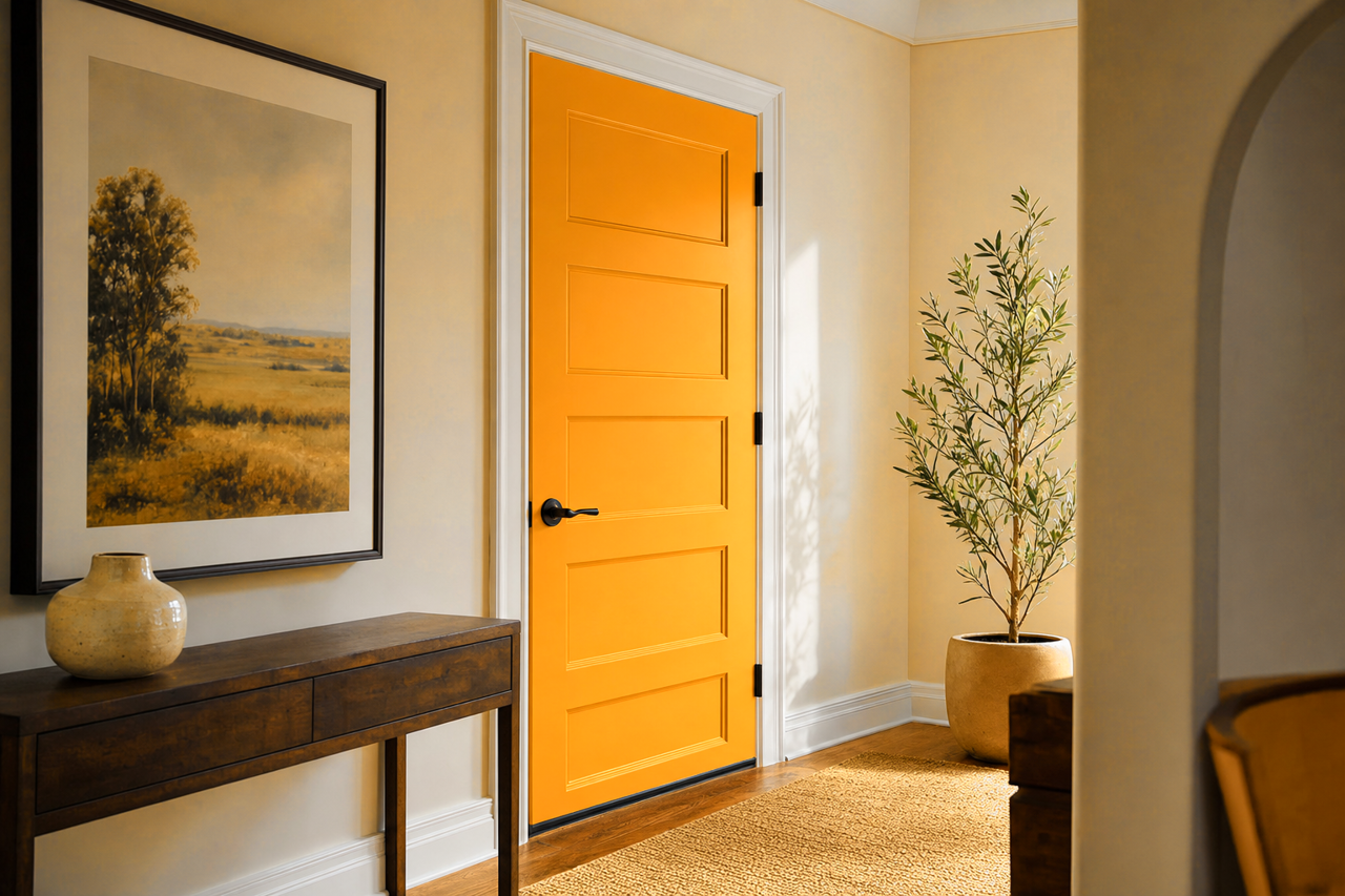 Sunflower by Sherwin-Williams on interior-doors