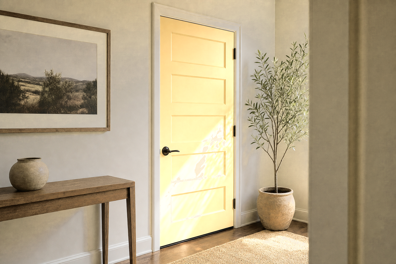 Friendly Yellow by Sherwin-Williams on interior-doors