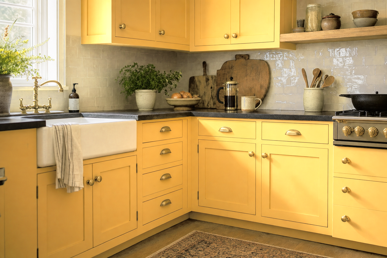 June Day by Sherwin-Williams on cabinets