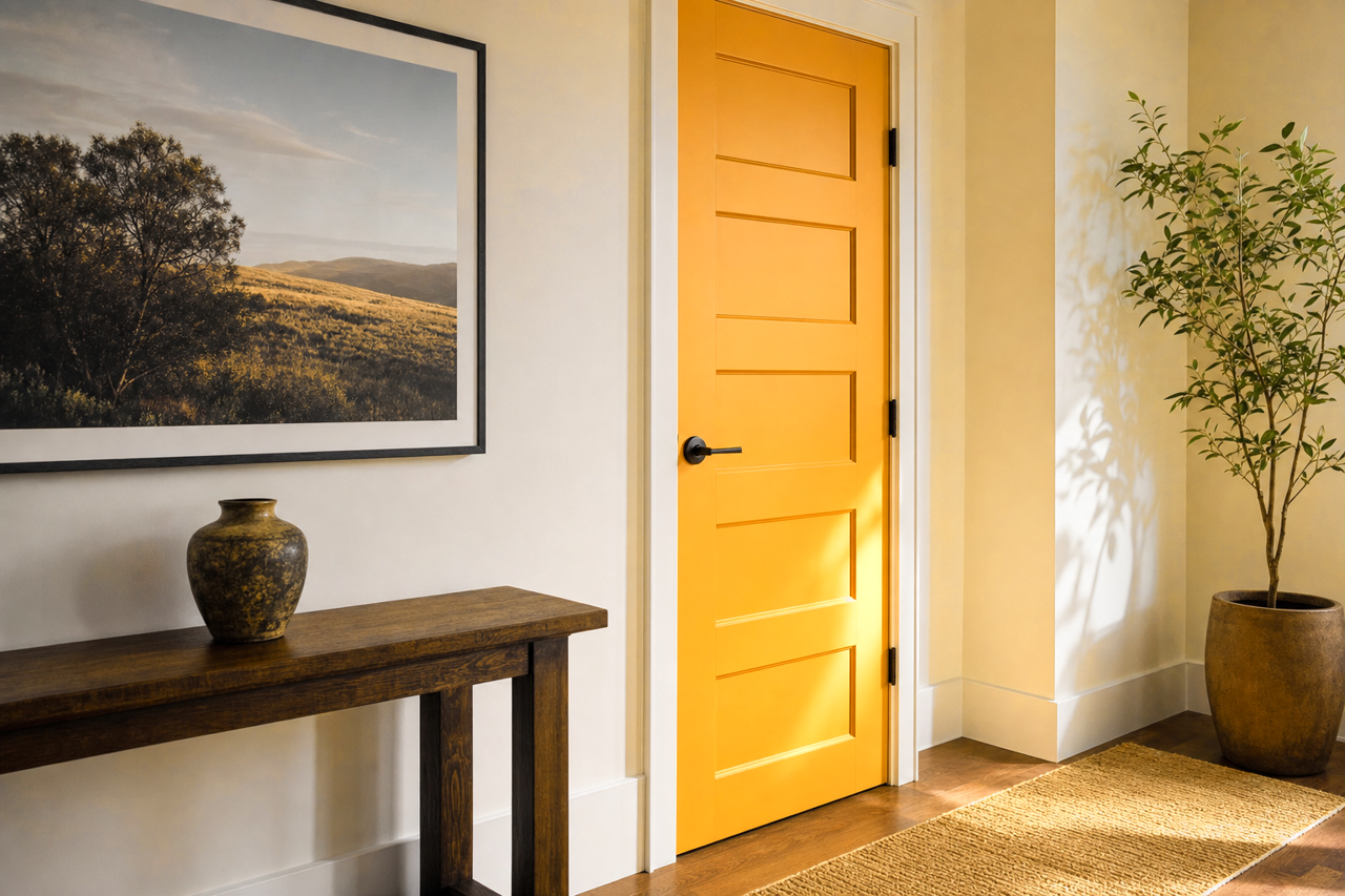 Brittlebush by Sherwin-Williams on interior-doors