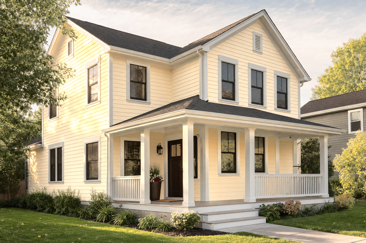 Lemon Chiffon by Sherwin-Williams on exterior
