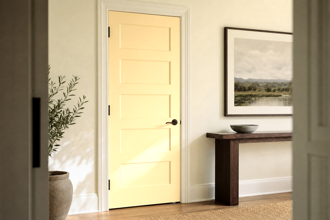 Lemon Chiffon by Sherwin-Williams on interior-doors