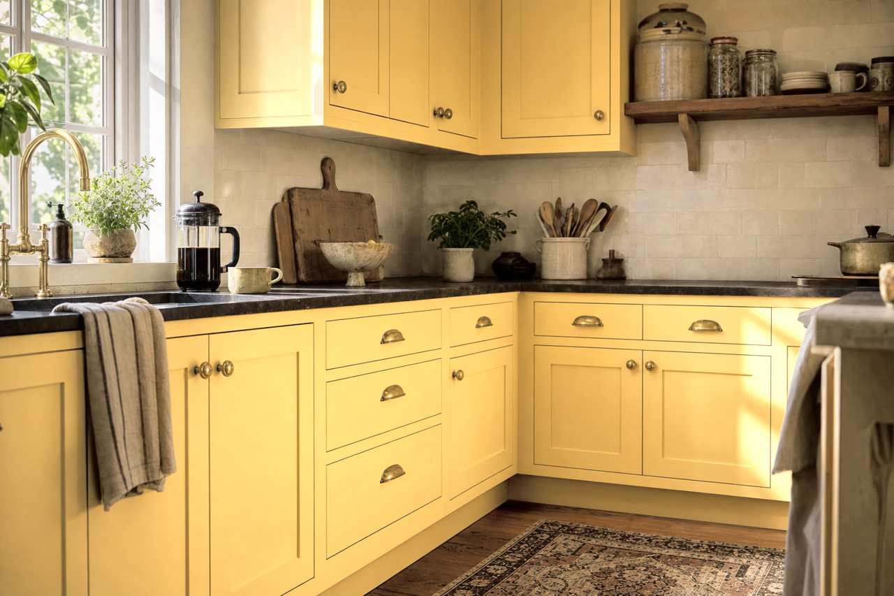 Solaria by Sherwin-Williams on cabinets