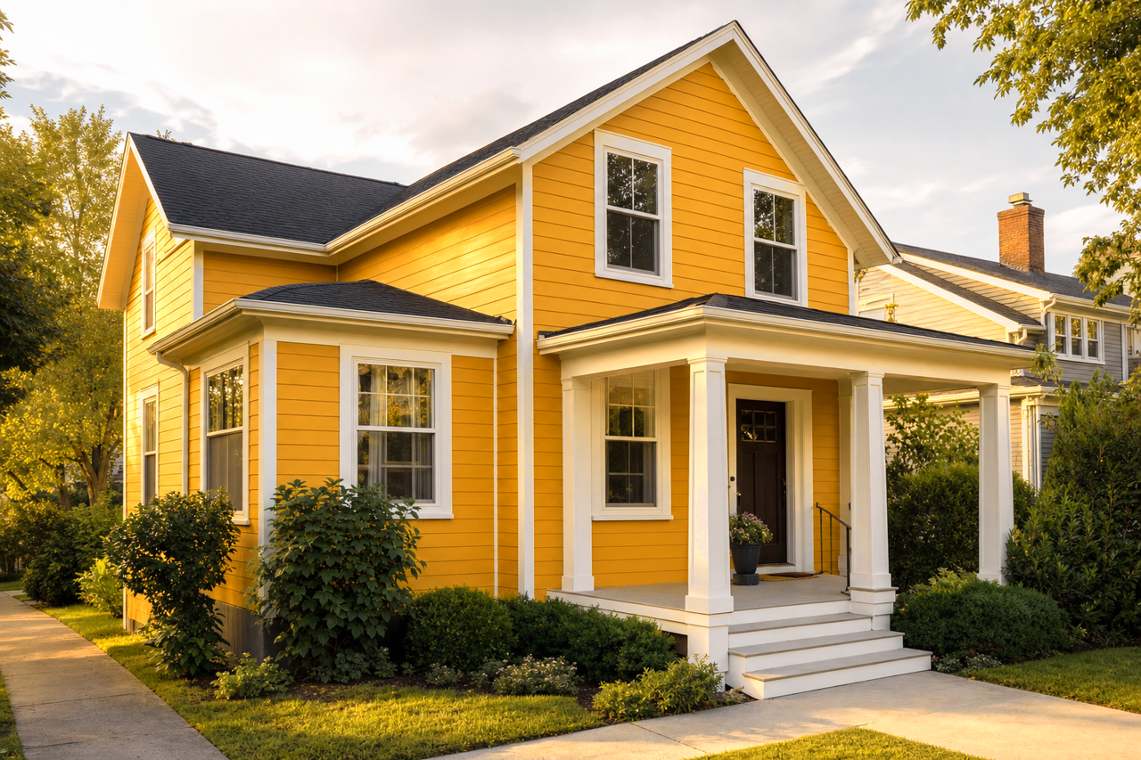 Glitzy Gold by Sherwin-Williams on exterior