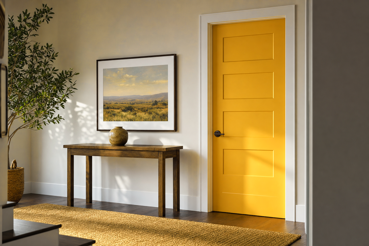 Glitzy Gold by Sherwin-Williams on interior-doors