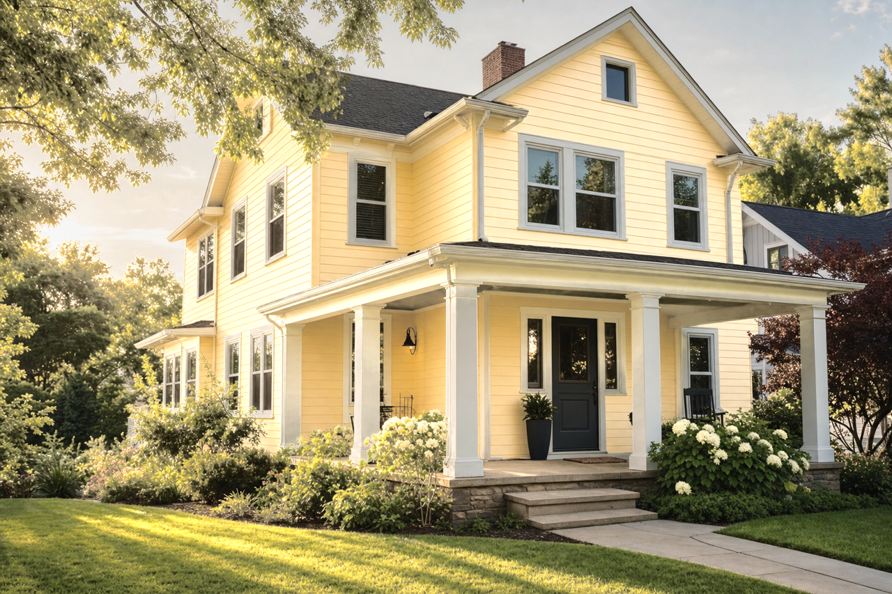 Glad Yellow by Sherwin-Williams on exterior