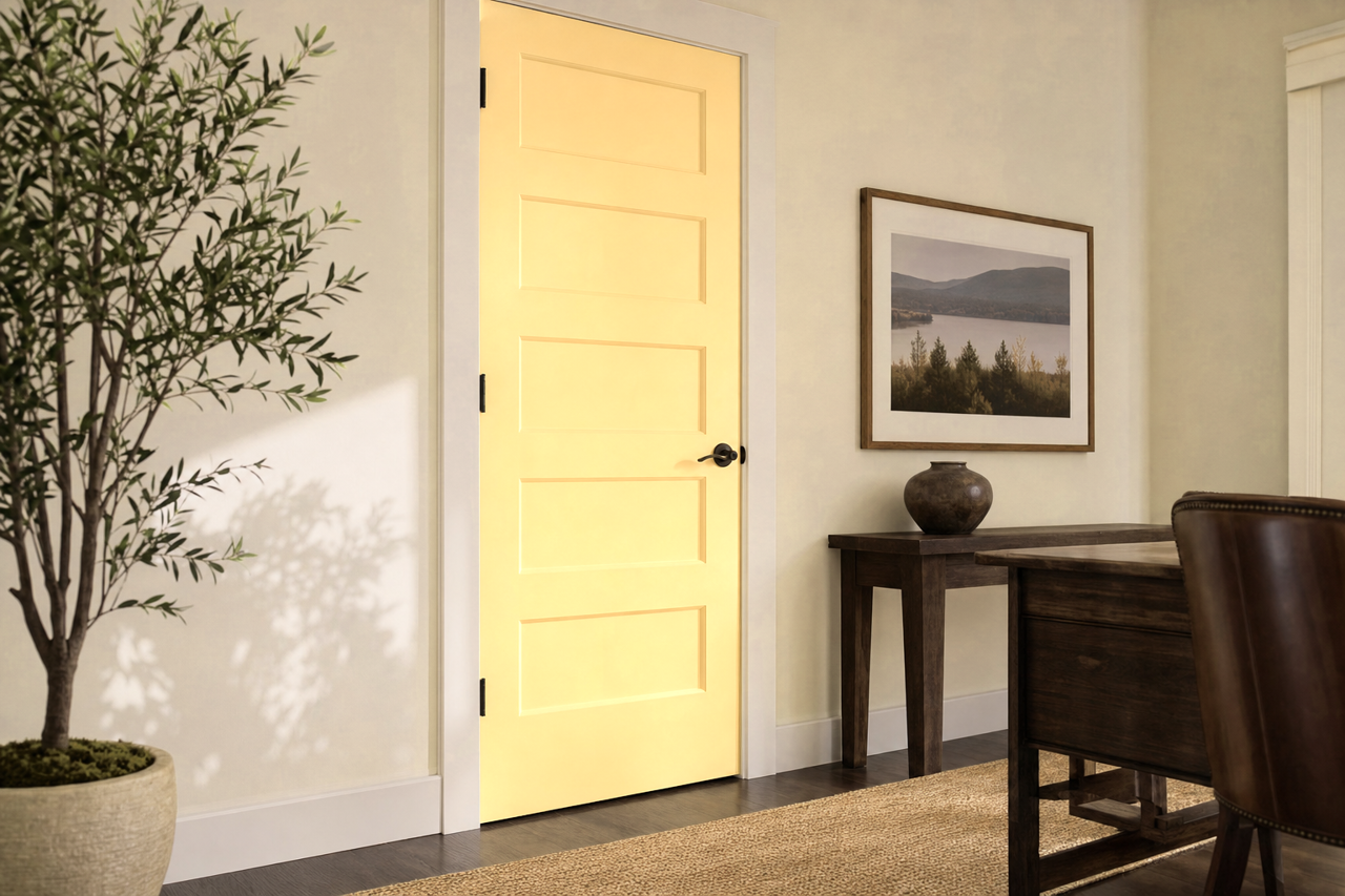 Glad Yellow by Sherwin-Williams on interior-doors