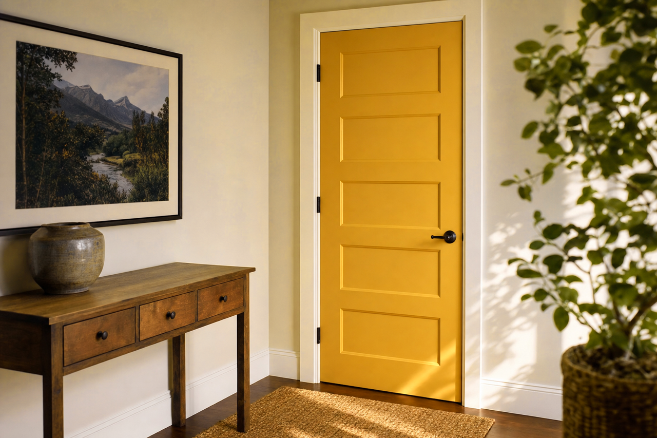Kingdom Gold by Sherwin-Williams on interior-doors