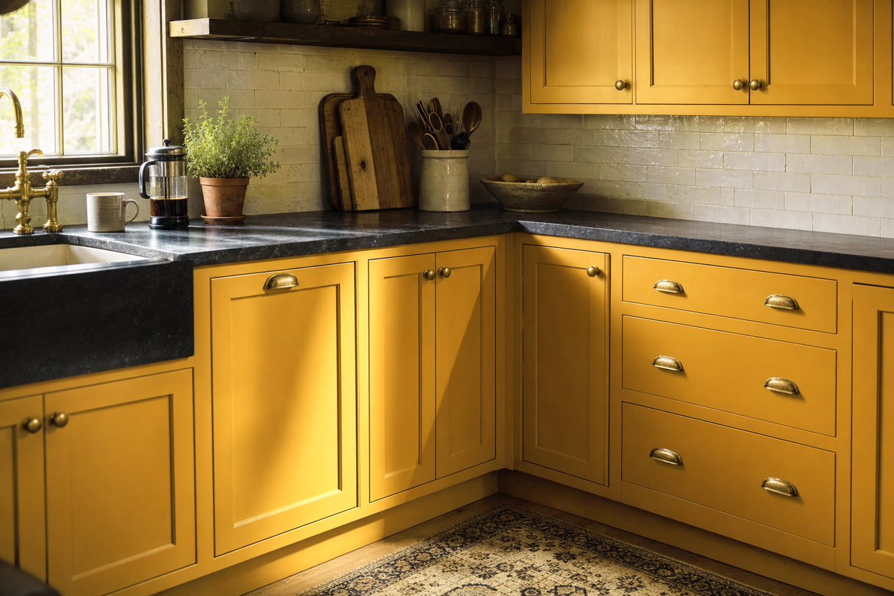 Crispy Gold by Sherwin-Williams on cabinets