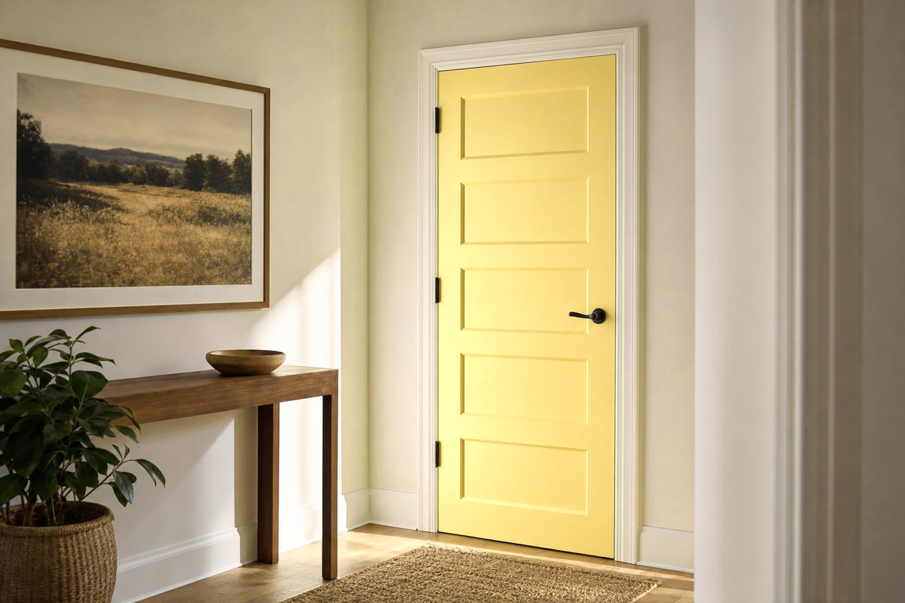 Lively Yellow by Sherwin-Williams on interior-doors