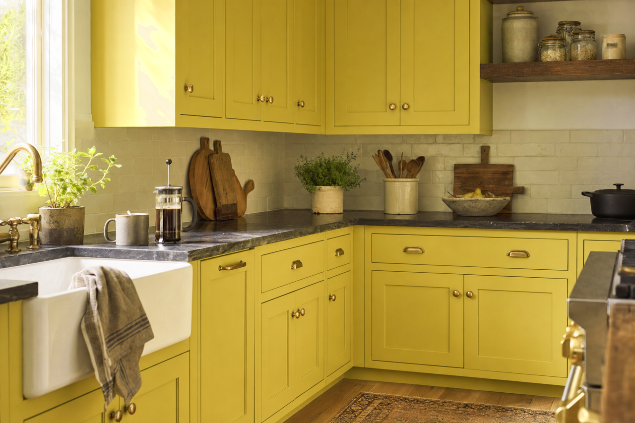 Hep Green by Sherwin-Williams on cabinets