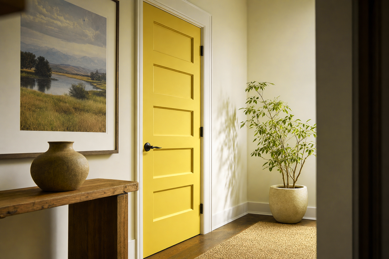 Hep Green by Sherwin-Williams on interior-doors