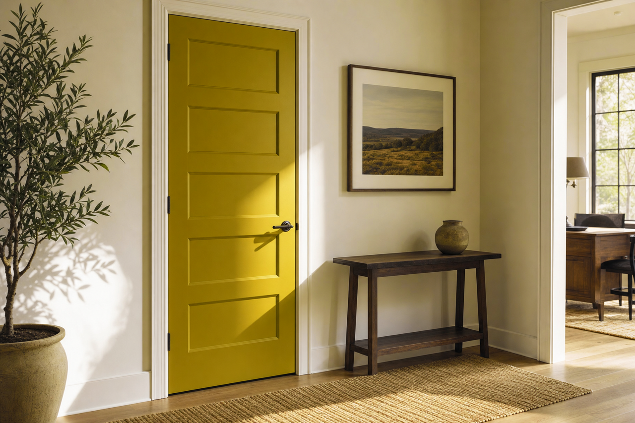 Offbeat Green by Sherwin-Williams on interior-doors