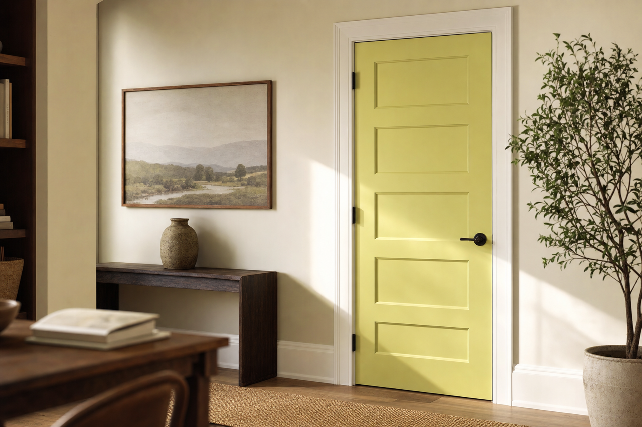 Mélange Green by Sherwin-Williams on interior-doors