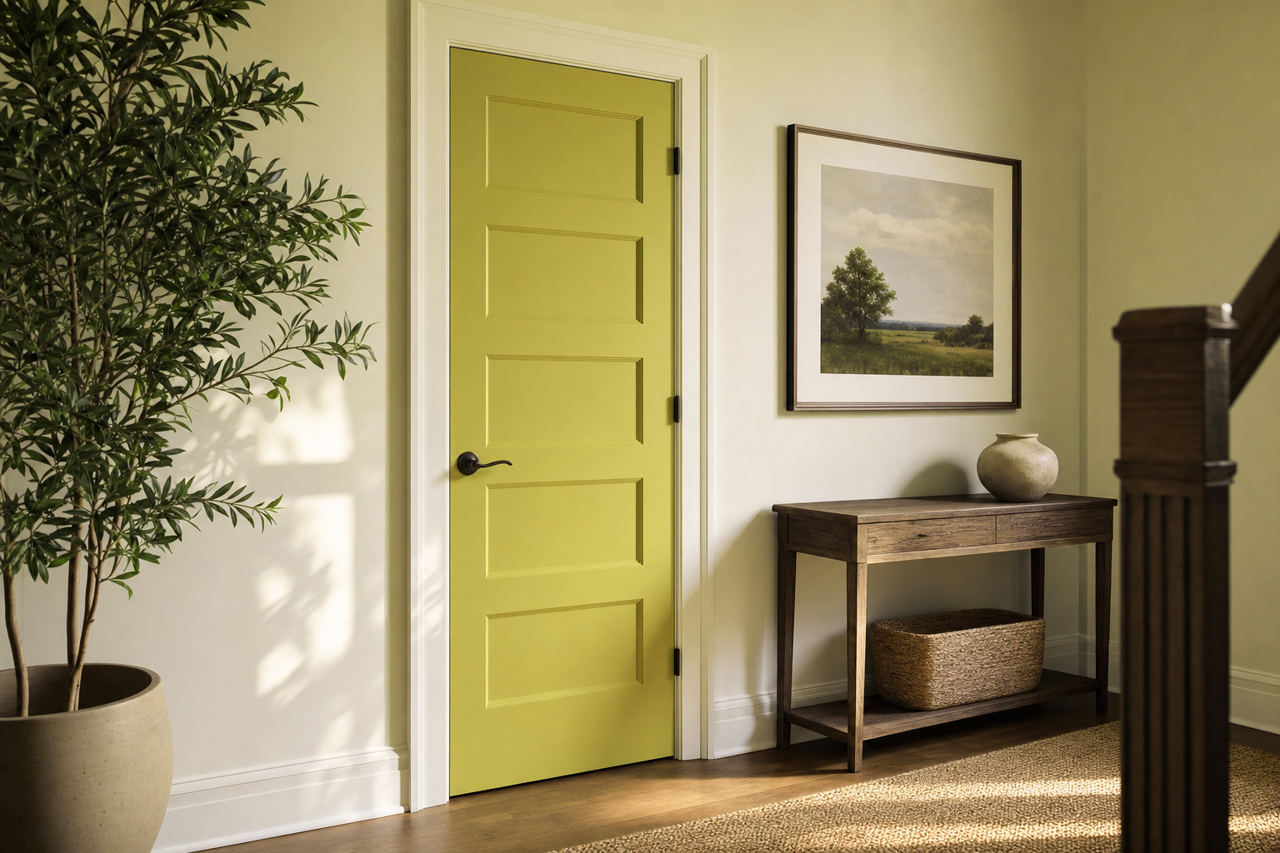 Parakeet by Sherwin-Williams on interior-doors