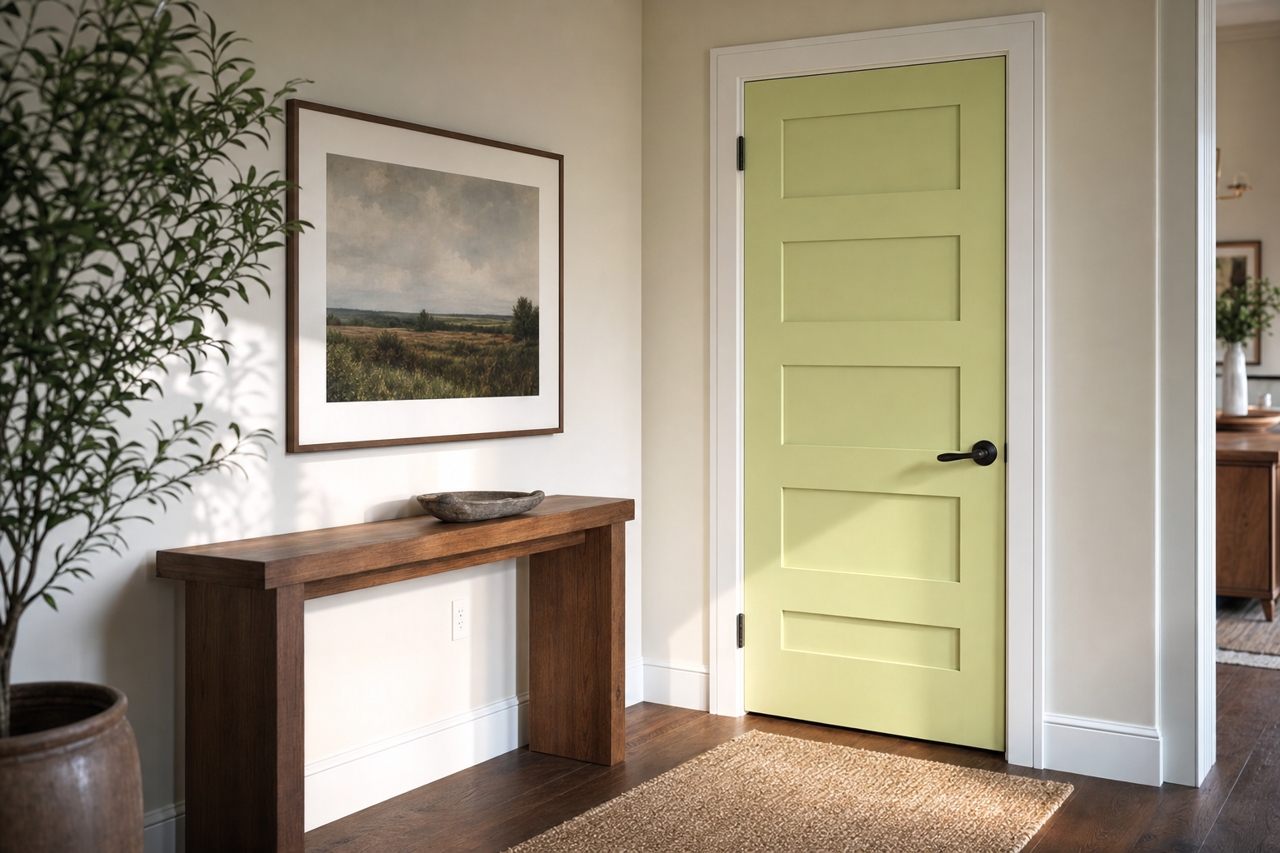 Dancing Green by Sherwin-Williams on interior-doors