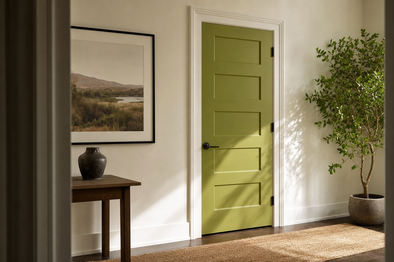 Gecko by Sherwin-Williams on interior-doors