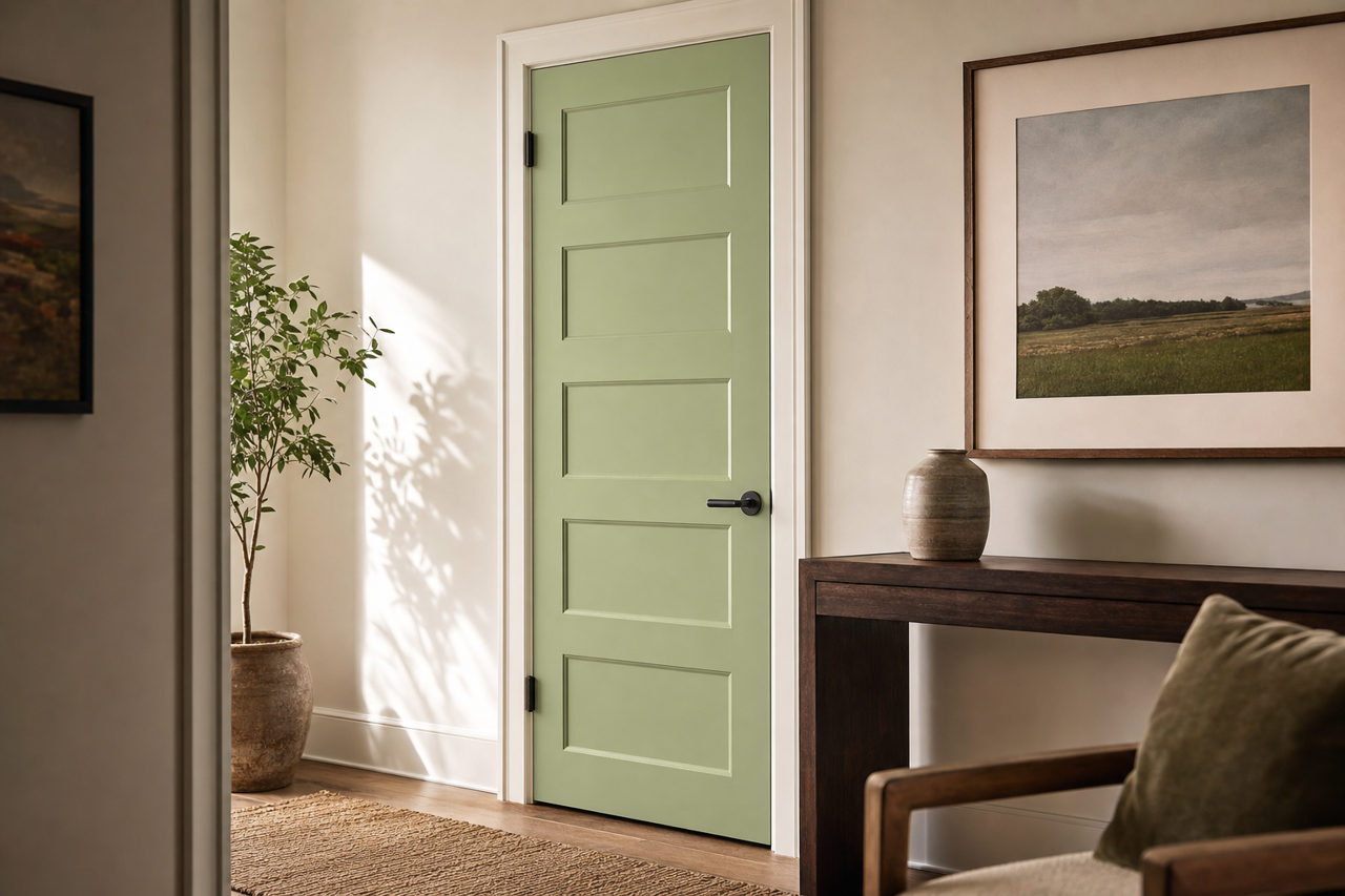 Mesclun Green by Sherwin-Williams on interior-doors