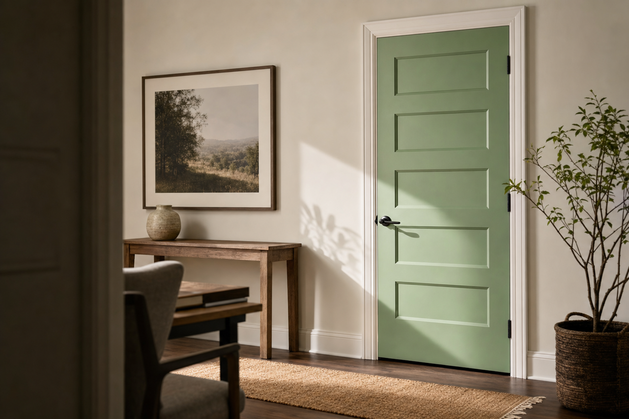 Organic Green by Sherwin-Williams on interior-doors