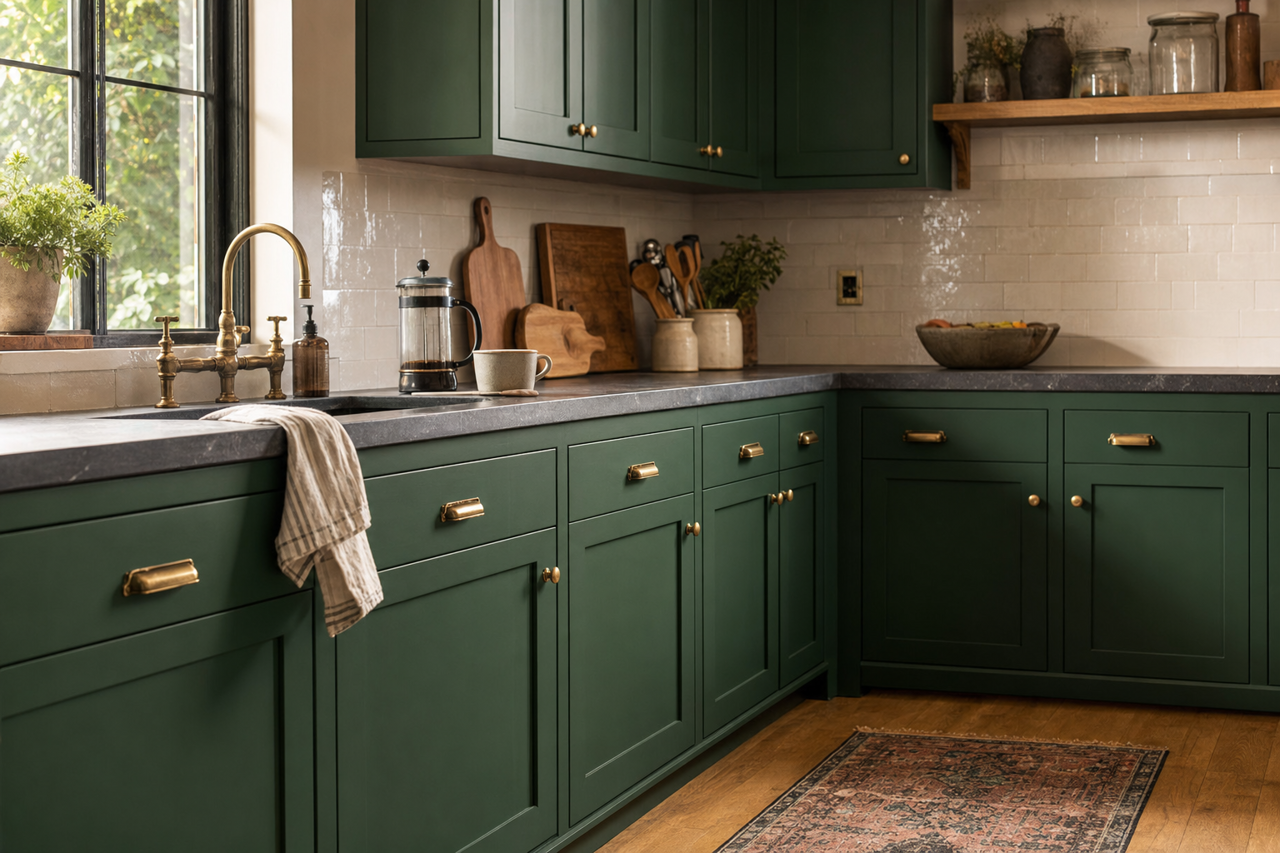Espalier by Sherwin-Williams on cabinets
