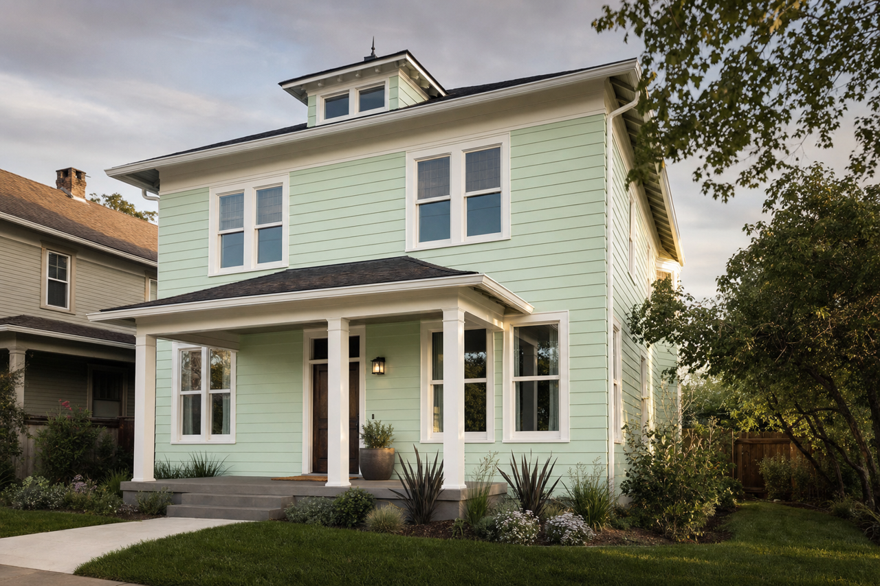 Jocular Green by Sherwin-Williams on exterior