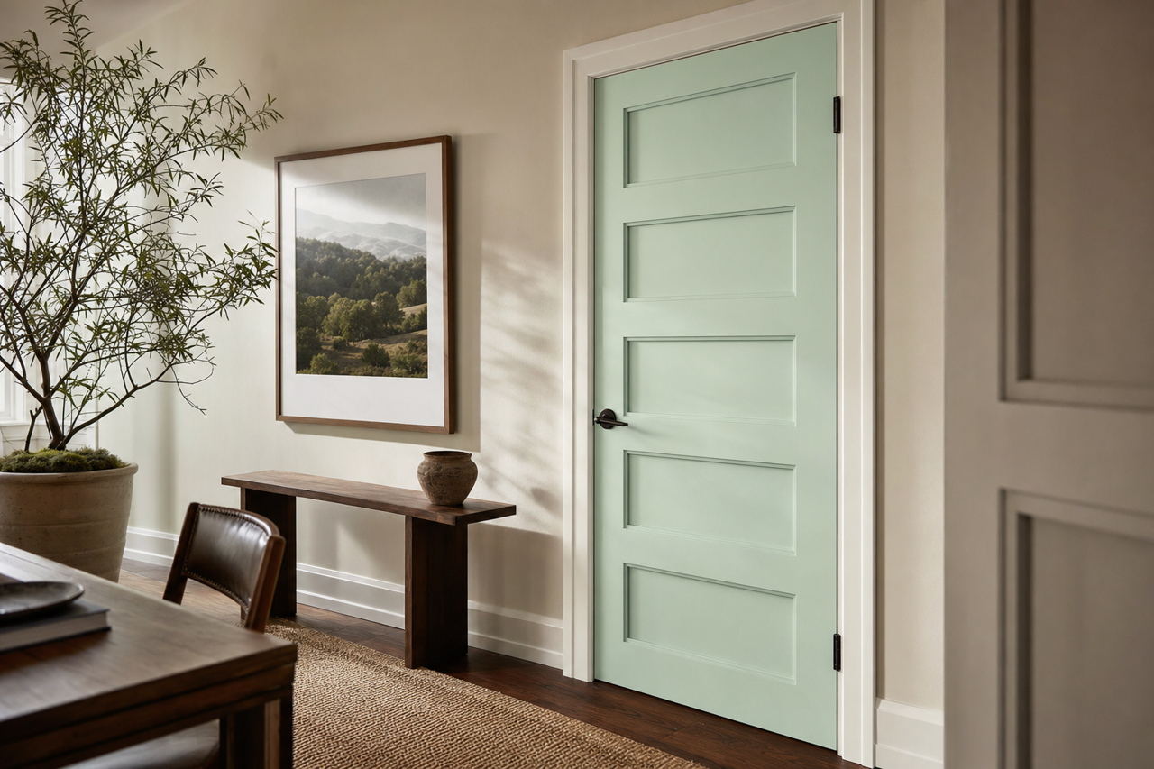 Mint Condition by Sherwin-Williams on interior-doors