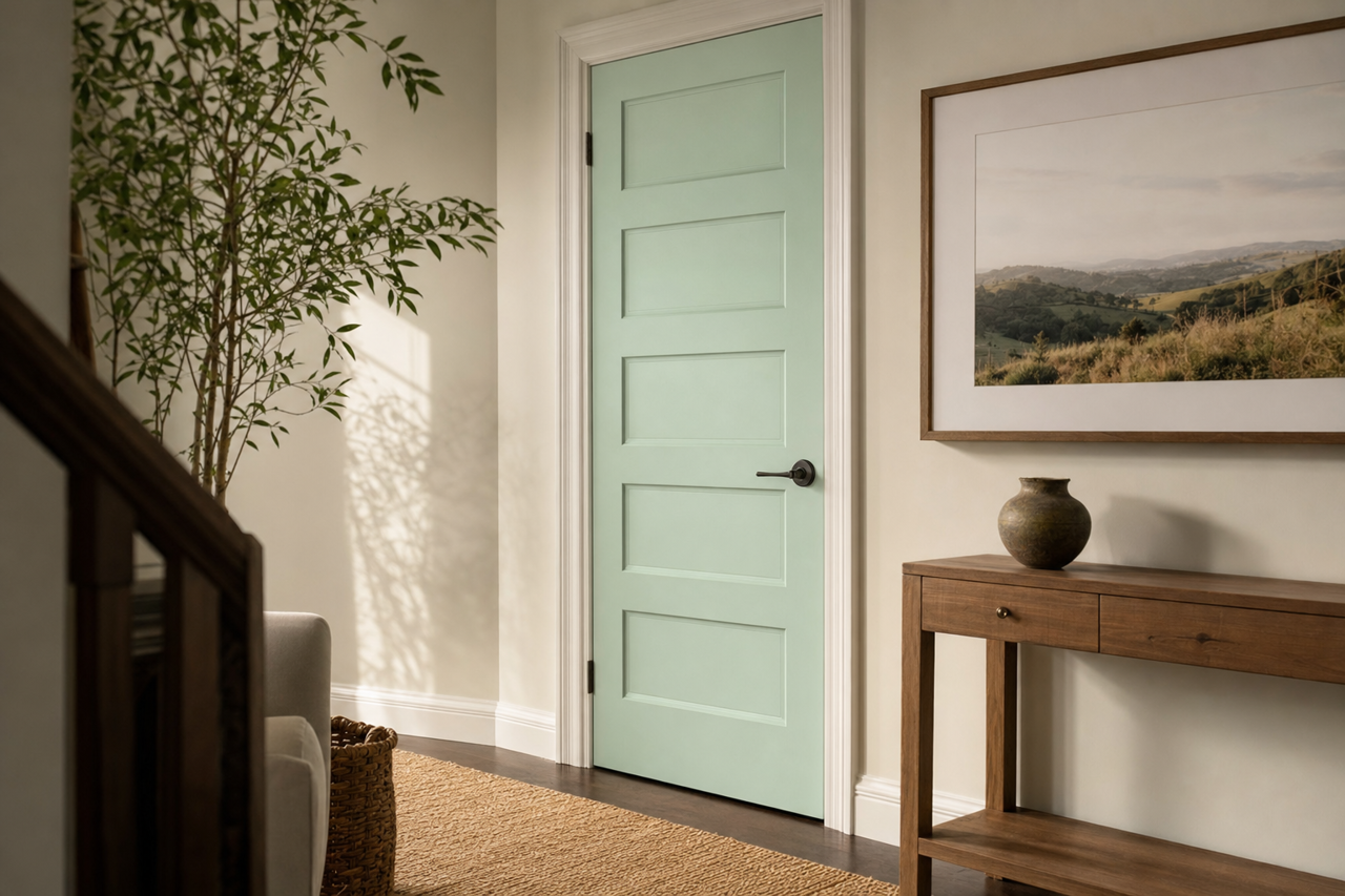 Reclining Green by Sherwin-Williams on interior-doors