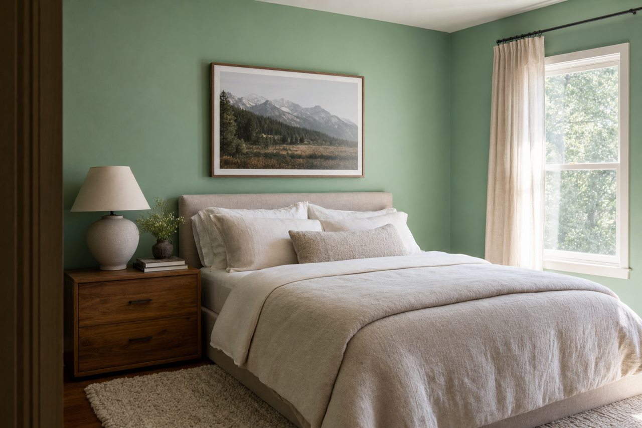 Lark Green by Sherwin-Williams on interiors