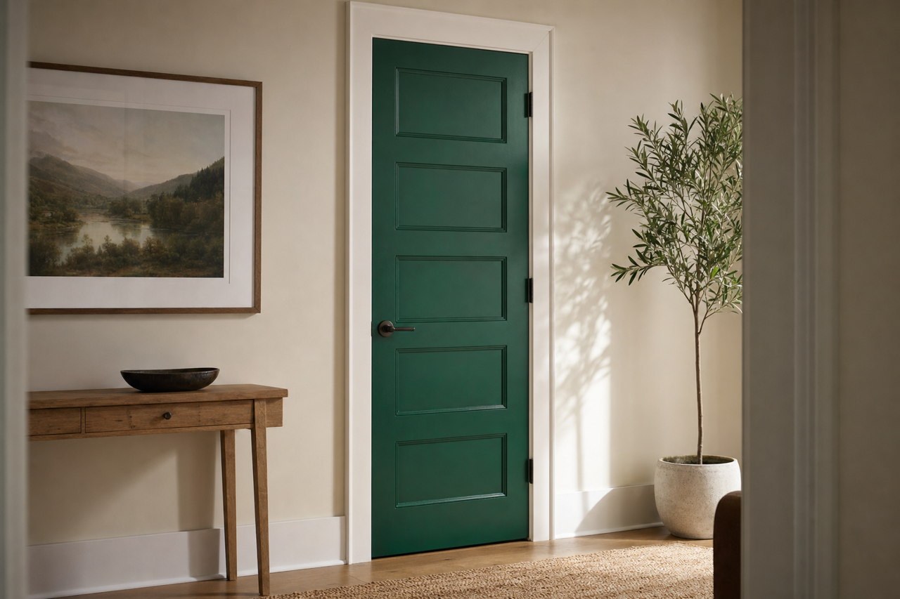 Greens by Sherwin-Williams on interior-doors