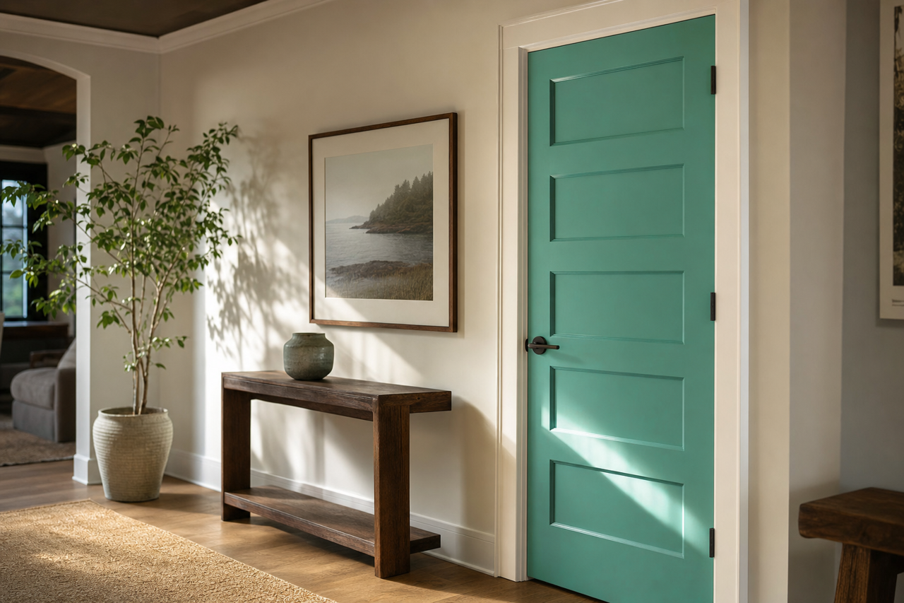 Jargon Jade by Sherwin-Williams on interior-doors